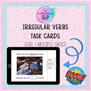 Irregular Verbs Task Cards: Level 1 (Multiple Choice)- BOOM CARDS™