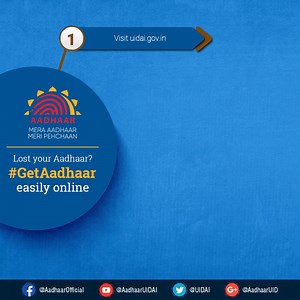 Lost your Aadhaar? No worries. Retrieve it online from: https://resident.uidai.gov.in/find-uid-eid You can use either your Aadhaar registered email Id or Mobile number to retrieve your Aadhaar. #GetAadhaar | Aadhaar