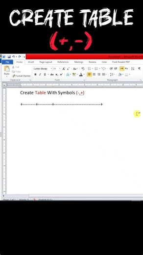 Computer 💻 Shortcut Key for Create A Table (+,-)