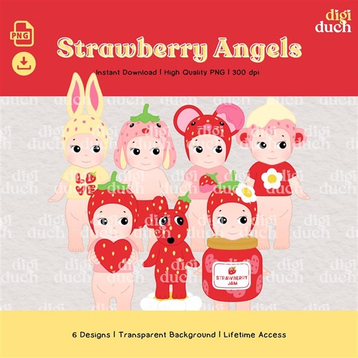 Strawberry Love Angels PNG Bundle, Trendy Dolls Png, Valentines Printable Clipart, Print-and-cut, Digital Download, Commercial Use - Etsy