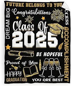 Class of 2026 Blanket Gifts for High School Senior College Graduation Day Boys Girls, 30"x40" Soft Cozy Flannel Throw Blankets Decor for Couch Sofa Bed Bedroom