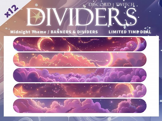 Night Sky Dividers for Discord Twitch | Fantasy Stars Moon Banners | Twitch Panel | Discord Dividers | Stars | Moon | Cloud | Cute | Kawaii - Etsy