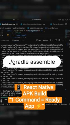 React Native APK Build 📱 | 1 Command = Ready App ⚡ #Shorts #AppTechRahul