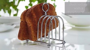Muldale Toast Rack English Style - Victorian Chrome Holder for 6 Slices - Vintage Sturdy Stainless Steel Toast Stand with Ball Feet - British Caddy - 0.5" Wide Gap