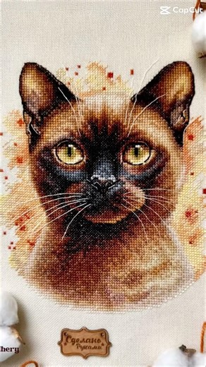 Burmese Cat Cross Stitch | Realistic Embroidery