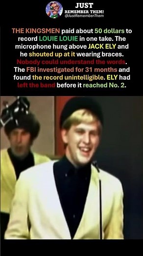 THE KINGSMEN Recorded LOUIE LOUIE for 50 DOLLARS in ONE TAKE 🎸 The FBI Spent 31 MONTHS on It😯#shorts
