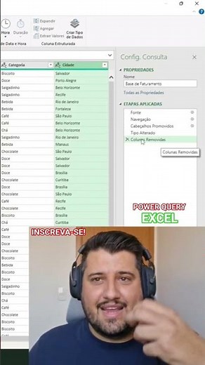 Como excluir colunas no power query, e o que são etapas no power query #excel
