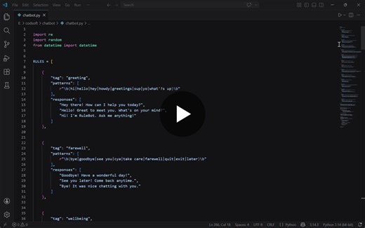 #codsoft #internship #chatbot #python #ai #nlp #machinelearning #studentdeveloper | Stein Joshy