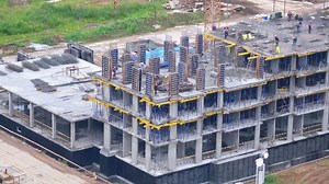 Construction of modern high-rise residential buildings