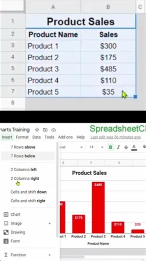 How to create a column chart in Google Sheets