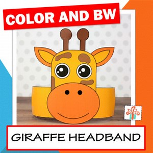 Giraffe Headband - Zoo Animal Paper Hat - Crown - Coloring Activity