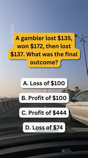 What is the gambler's final financial outcome? 💸 #BrainTeaser #Search #PuzzleTime | Quick Thinker