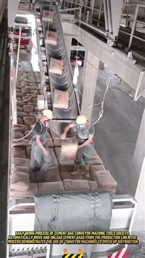 Efficient Cement Bag Conveyor Process! The Easiest Way to Unload a Truck #dailywork #warehouse