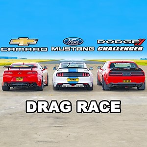 Ford Mustang King Cobra v Chevy Camaro v Dodge Challenger SRT: DRAG RACE | carwow