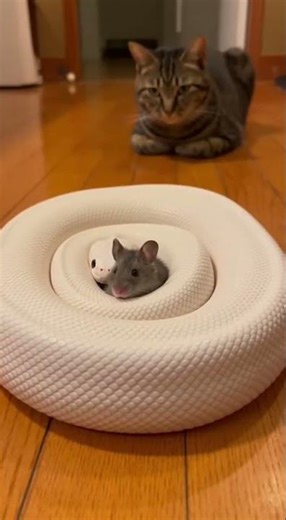 The Silent Standoff: Cat, Snake, and Mouse