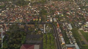 aerial view Yogyakarta with buildings and houses at sunset. urban environment in asia city skyline . cityscape cultural capital Indonesia yogyakarta located on java island, Indonesia