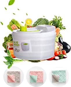 Arcwares Salad Spinner Large Spinners 3 liters Best Rated Small, Vegetable Washer Dryer, Lettuce Spinner And Storage Xl Dressing Shaker White Green