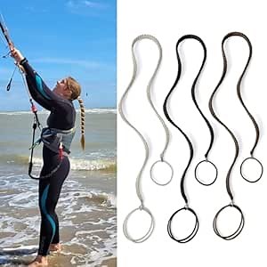 Spriral Hair Ties Sprots Ponytail Holders, Elastic Braided Hair Tie No Tangled, Pony Tail Wrap for Long Hair for Gym, Swimming, Diving 3pcs 35"" Black Blonde Brown