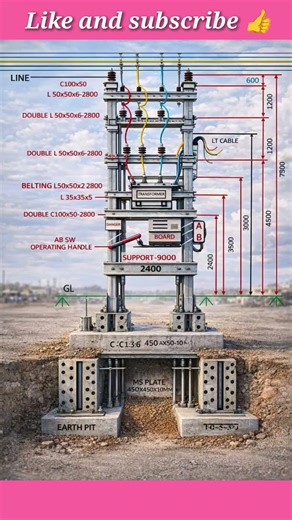 Dual Pole Structure #electricpole #electrical #engineering
