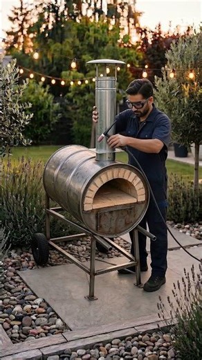 My DIY Brick Pizza Oven Made from a Scrap Barrel! #diy #pizzaoven