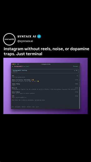 Instagram — but stripped down to the terminal. #linuxterminal #gnu #nitrux #slackware #shorts #area