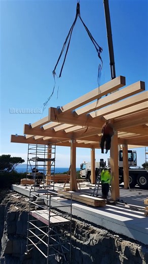 25K views · 107 reactions | Witness the meticulous construction of a cantilevered cedar cabin perched on a cliffside, from the ground up to its breathtaking completion. | The Daily Give Back | Facebook