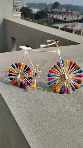 DIY cycle making using cotton bar 😮 #youtubeshorts #diy #viralshorts