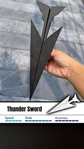 My newly designed paper airplane model that flies up to 1500 feet is easy to make for BEGINNERS- Thunder Sword 🚀 #vvvreview #papercraft #origami #bestplane #paperairplane