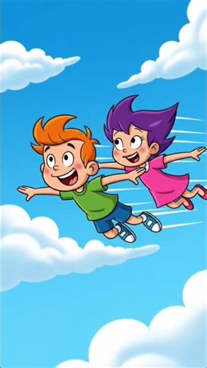 Two cartoon flying on sky very happy together YouTube short trending