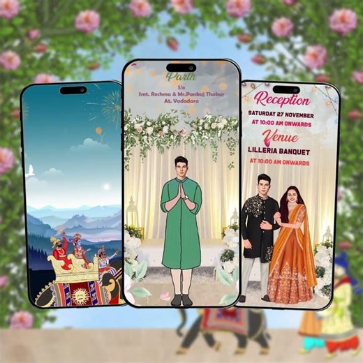 Digital Wedding Invitation Video | Online Animated Video Invitation Maker | AI- 1011