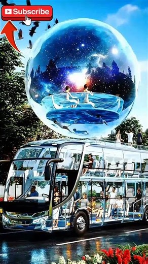 🤯 Future Bus Has a SWIMMING POOL to Space?! | Next-Gen Travel #Shorts