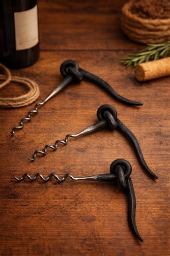 Hand-forged Blacksmith Corkscrew Wine Bottle Opener – Rustic Handmade Steel Barware - Etsy UK