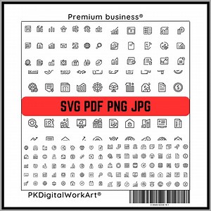 Business Icon Bundle | Modern Outline Vector Pack (svg, Png, Pdf, Jpg) - Etsy