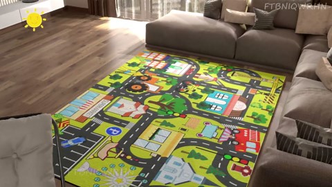 Kids Carpet Playmat Rug 3'x5' Kids Car Rug Play Mat Educational Play Rugs Town Traffic Road Map Rugs City Life Car Mat for Kid Bedroom Classroom Nursery Room