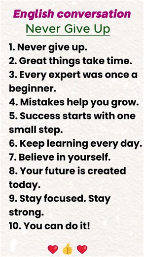 Learn English with Motivation | Never Give Up #speakconfidentenglish #spokenenglish