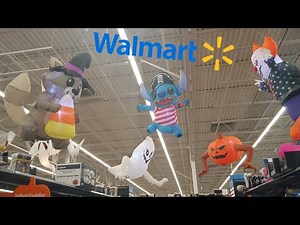 Halloween 2024 at Walmart inflatables fully displayed, Halloween greeters, and tons more