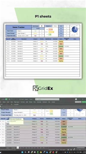 10 Projects Issue Tracker Spreadsheet