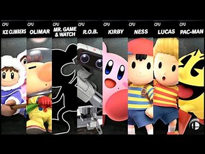 Ice Climbers VS Olimar VS Mr. Game & Watch VS R.O.B. VS Kirby VS Ness VS Lucas VS Pac - Man Smash
