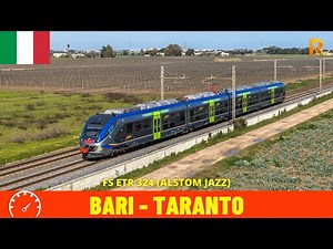 Cab ride Bari Centrale - Taranto (Italy) train driver's view in 4K