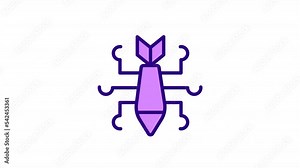 Animated cyber attack color icon. Cybercrime. Deploy malware. Hacking activity. Seamless loop HD video with alpha channel on transparent background. Simple filled line motion graphic animation