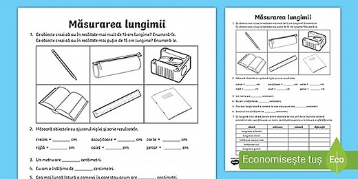 Măsurarea lungimii - Fișă de activitate cu completare digitală