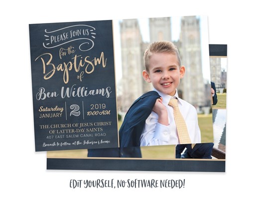LDS Baptism Invitation Boy: Photo Announcement (digital) - Etsy