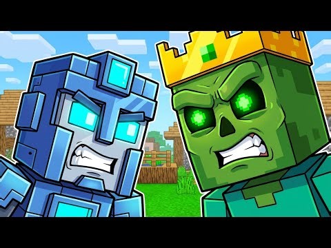 Robot vs Zombie King Village Attack | Minecraft Cartoon Animation Hero Saves Village
