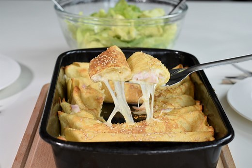 Zapečene palačinke punjene šunkom i sirom | Sašina kuhinja