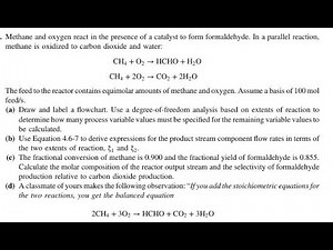 Methane and oxygen react in the presence of a catalyst to form formaldehyde. In a parallel re