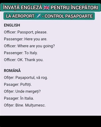 👩‍🏫🇬🇧 ENGLEZĂ ÎNCEPĂTORI - LA AEROPORT ✈️ | CONVERSAȚIE ÎN LIMBA ENGLEZĂ #engleza #invataengleza