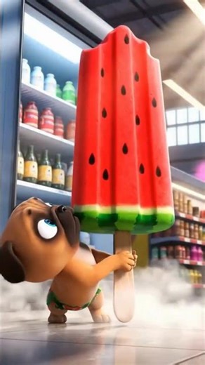 Cute Frenchie Shares GIANT Watermelon Popsicle with Kids! 🍉🐶 Best for emotional appeal #viral #pug