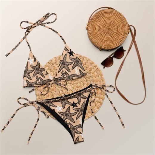 Starfish Recycled String Bikini Set, Sexy Swimwear, UPF 50+ - Etsy