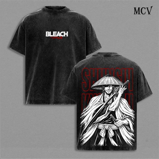Shunsui Kyoraku Bleach Vintage Washed T-shirt, Soul Reaper Captain Anime Graphic Tee, Samurai Hat Streetwear Heavy Cotton Shirt - Etsy
