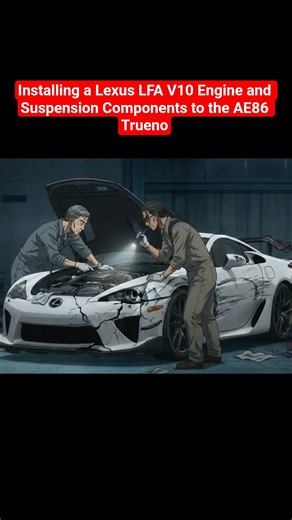 Initial D Anime Transplanting a Lexus LFA 4.8 L 1LR-GUE V10 Engine Brakes and Suspension to the AE86